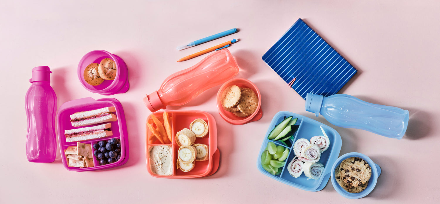 NEW Tupperware lunch set ECO Bottle snack Cup & Lunch Containers-School-PINK